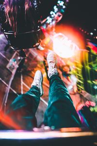 On the swings at the carnival