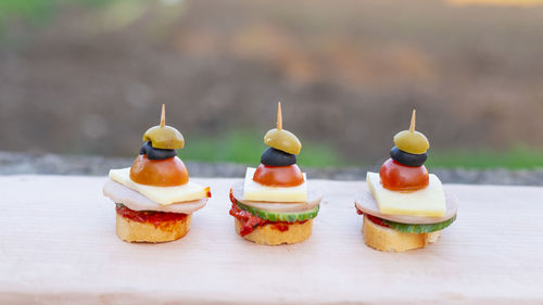 Close-up of dessert on table