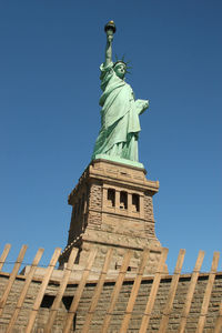 Low angle view of statue against sky