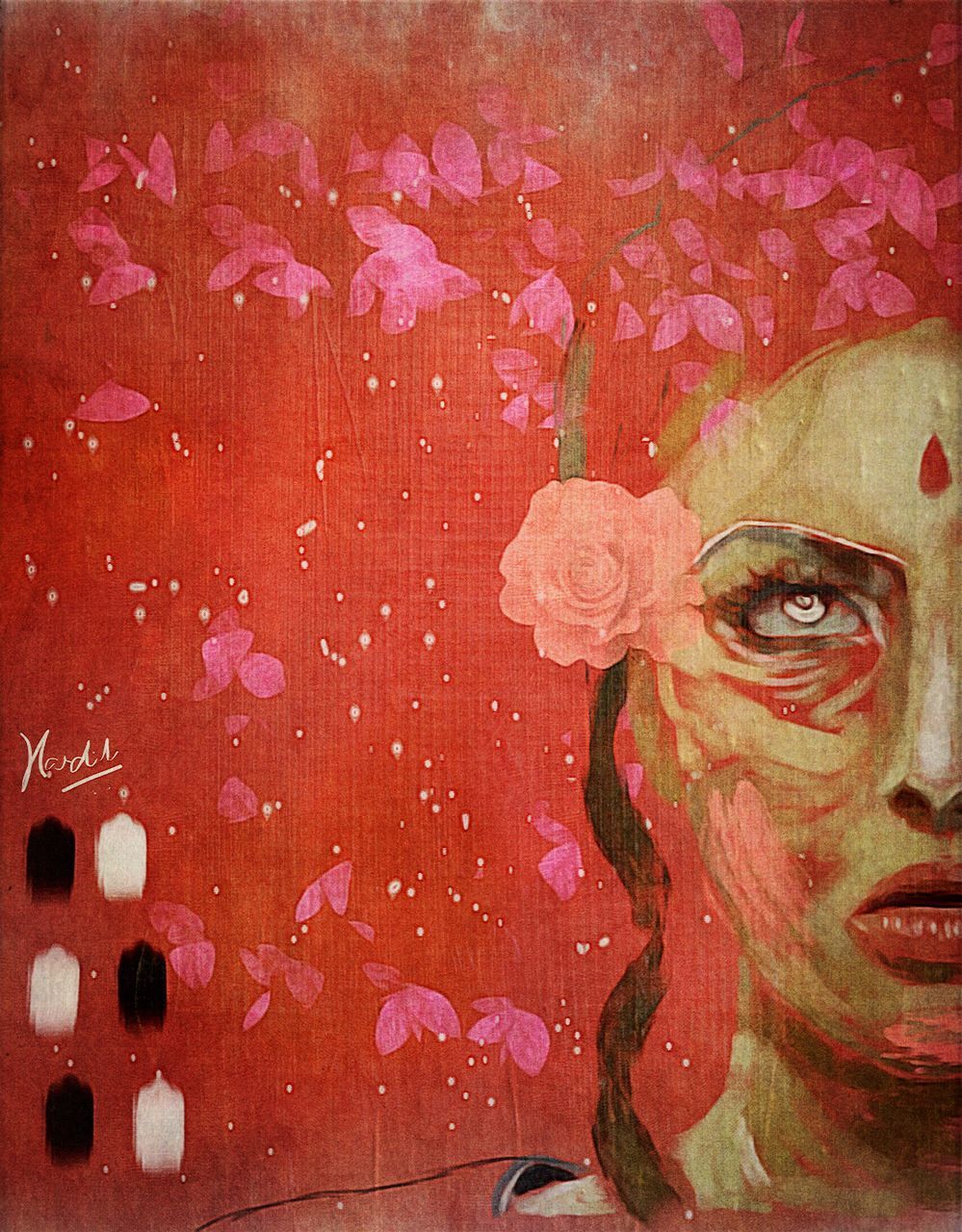 art and craft, art, creativity, close-up, human representation, red, graffiti, wall - building feature, animal representation, pink color, indoors, sculpture, paint, painting, front view, day, wall