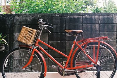 Bicycles in basket on street