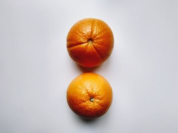 Close-up of orange fruit against white background