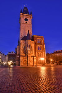 View of clock tower against sky at night