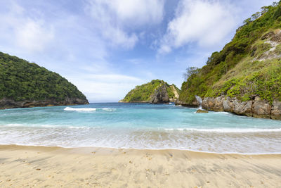 Scenic view of beach against sky