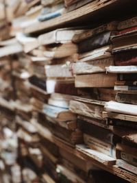 Close-up of stack of books