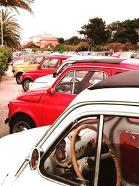 View of cars in parking lot