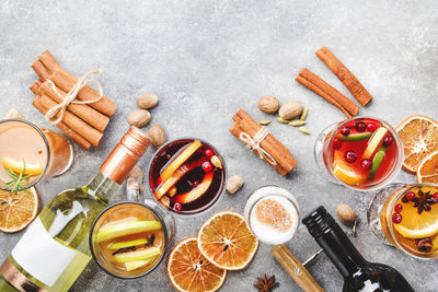 High angle view of food on table