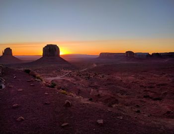 Scenic view of desert during sunset