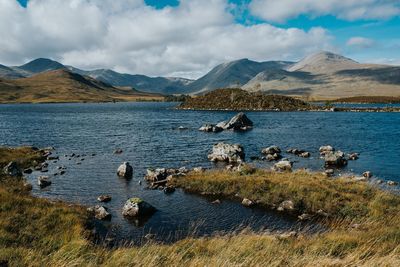 Scenic view of lake against sky