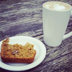 Close-up of coffee served on table