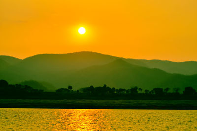 Scenic view of sea at sunset