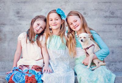 Friends with hands in hair