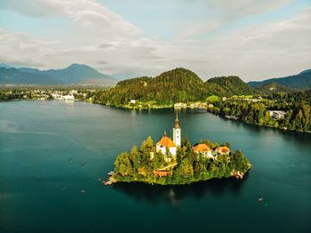 Lake bled from a drone point of view