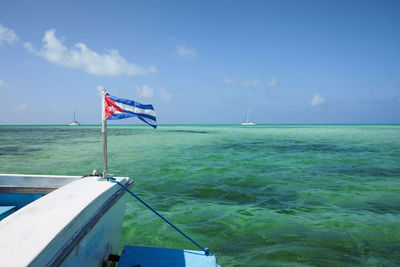 Scenic view of sea against blue sky