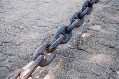 High angle view of chain