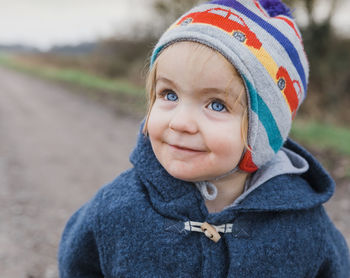 Close-up of cute girl during winter