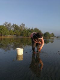 Man working in water