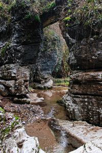 Water flowing through rocks