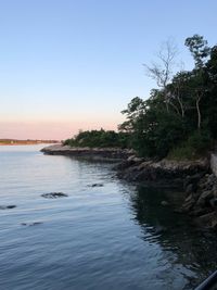 Scenic view of sea against clear sky