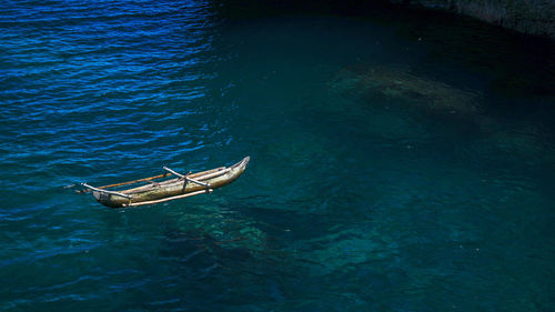 High angle view of boat in sea