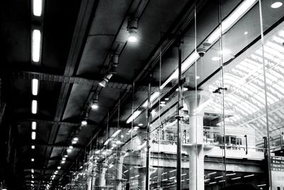 Low angle view of illuminated ceiling