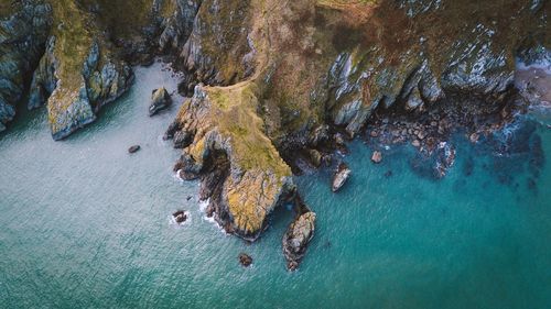 Aerial view of rocky coast