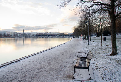 Empty road with trees in background