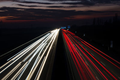 Light trails on city at night