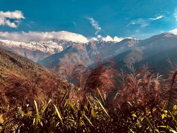 Scenic view of mountains against sky