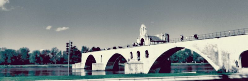 View of bridge over calm lake