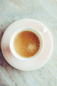 High angle view of coffee on table