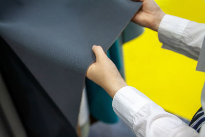 Close-up of hands working