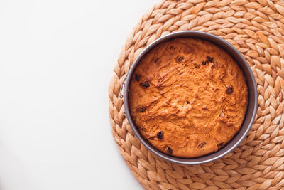 High angle view of bread in bowl