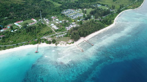 High angle view of swimming pool at beach