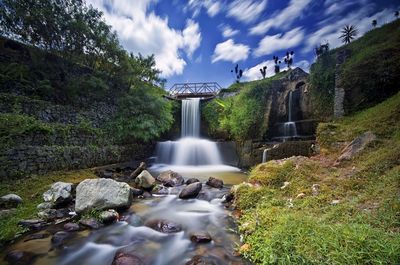 Scenic view of waterfall