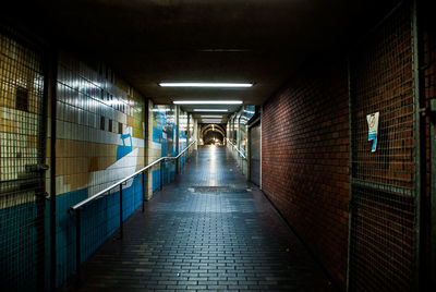 Illuminated corridor of building