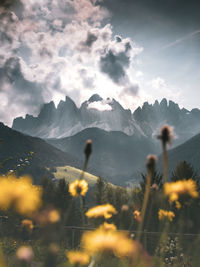 Scenic view of mountains against sky