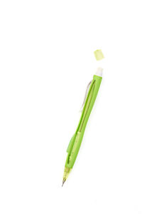 High angle view of green chili pepper against white background