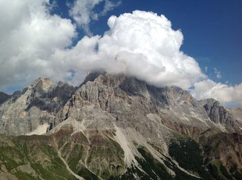 Panoramic view of volcanic landscape against sky