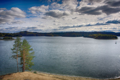 Scenic view of lake against sky