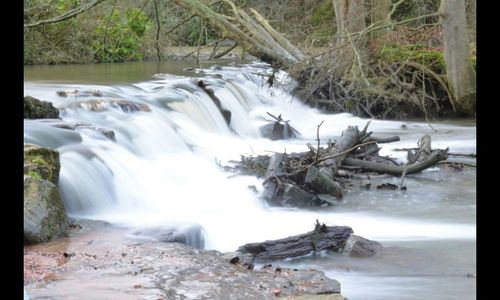 Scenic view of river flowing through rocks