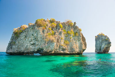 Scenic view of sea against clear sky