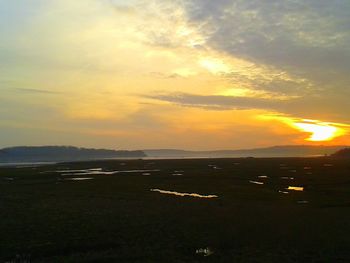 Scenic view of sunset over sea