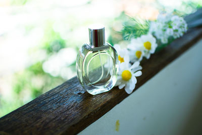 Close-up of beauty products on table