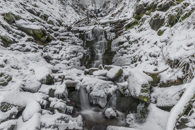 Scenic view of waterfall in winter