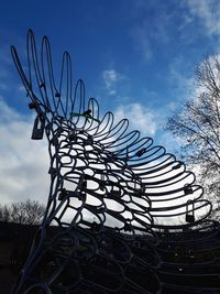 Low angle view of bare tree against sky