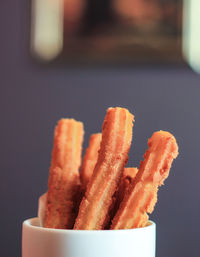 Close-up of fries on table