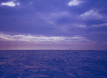 Scenic view of sea against blue sky