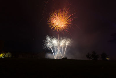 Firework display at night