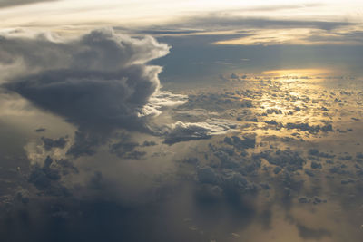 Aerial view of cloudscape against sky during sunset